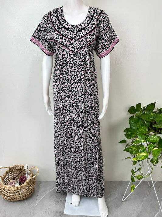 Navy Blue Pure Cotton Nighty for Women