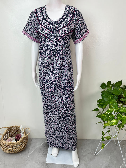 Black Pure Cotton Nighty Soft & Comfortable