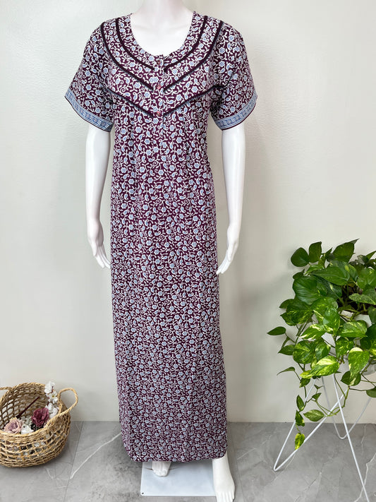 Purple 100% Cotton Women's Nightgown