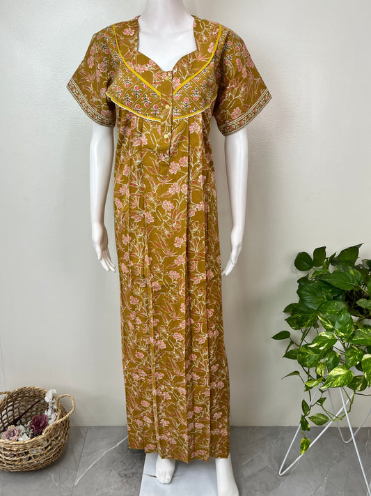Mustard Pure Cotton Nightgown