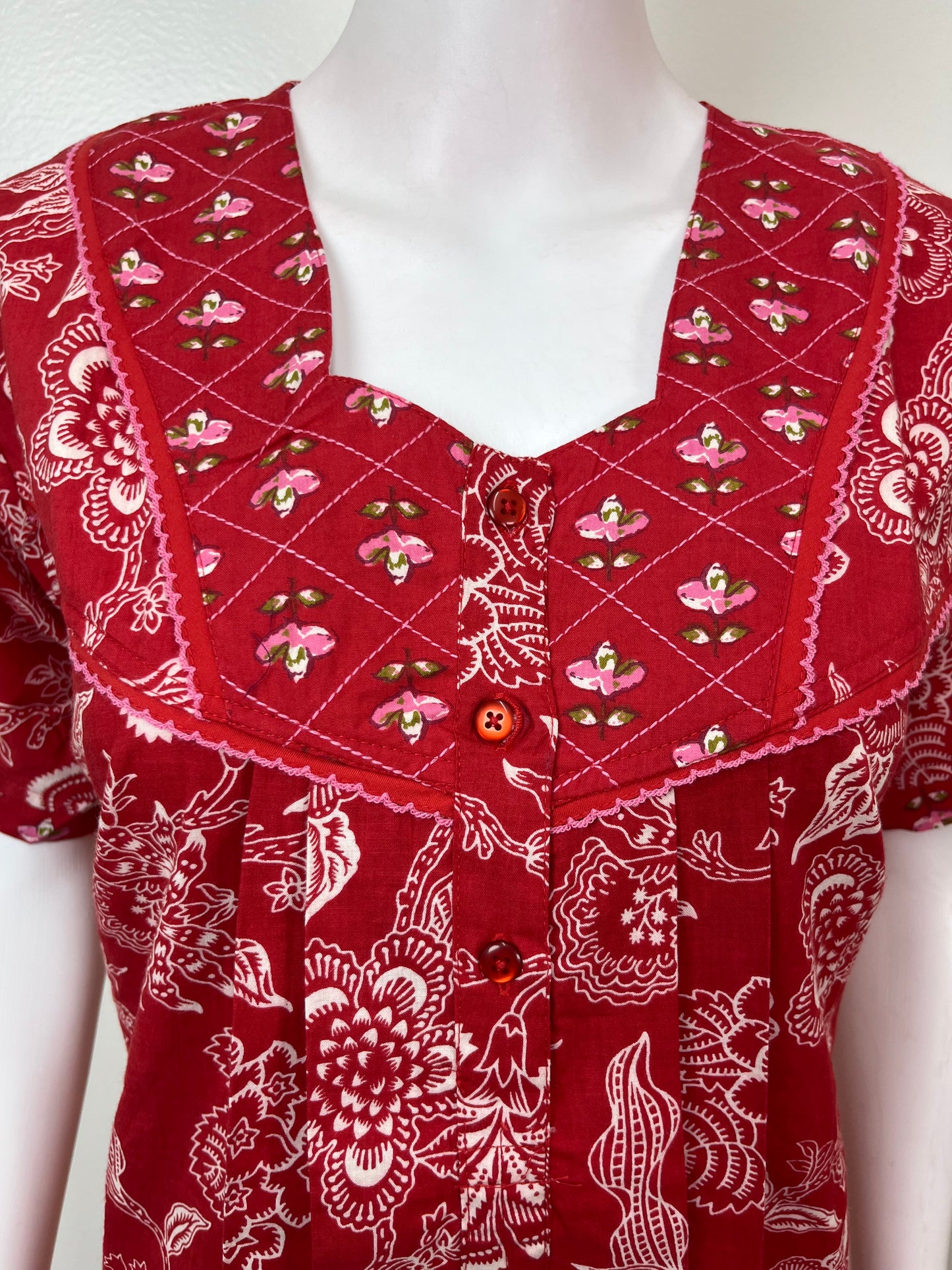 Red Pure Cotton Nighty Elegant & Breathable