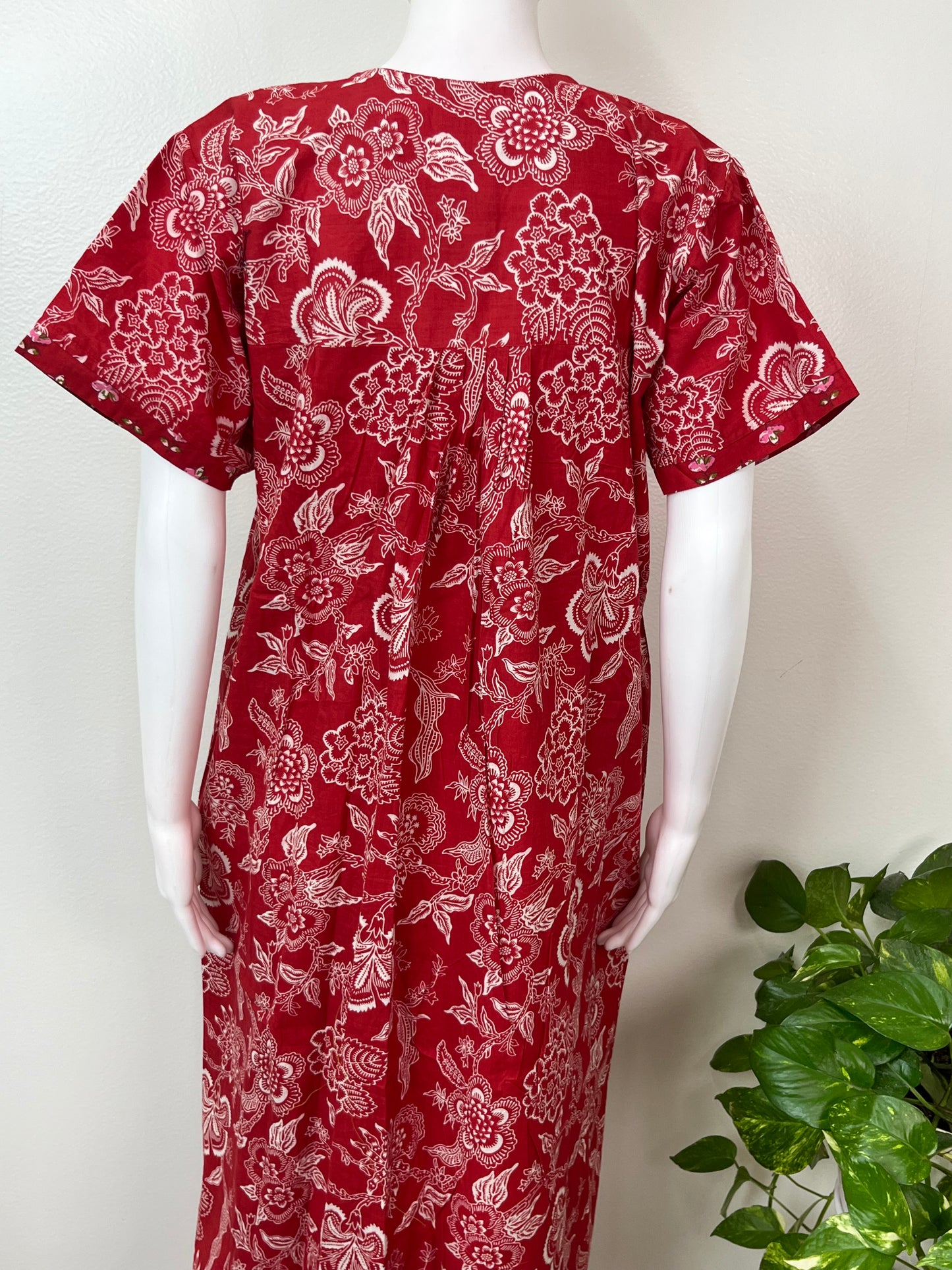Red Pure Cotton Nighty Elegant & Breathable