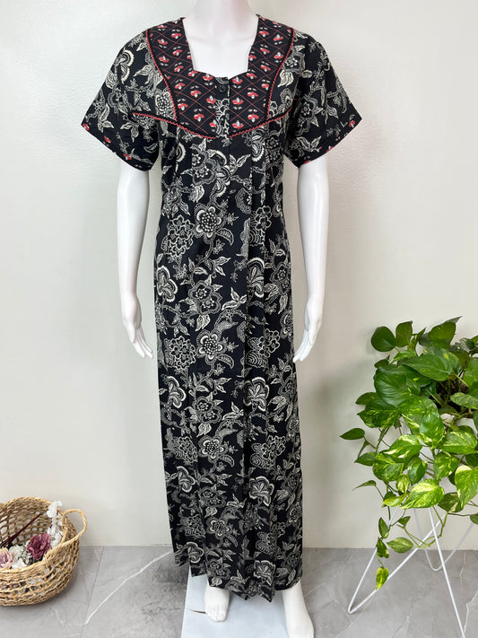 Black Elegant Pure Cotton Nightgown