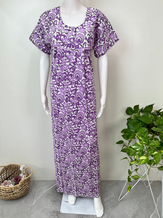 Purple 100% Cotton Nighty for Women