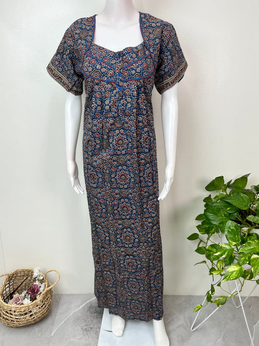 Navy Blue Geometric Print 100% Cotton