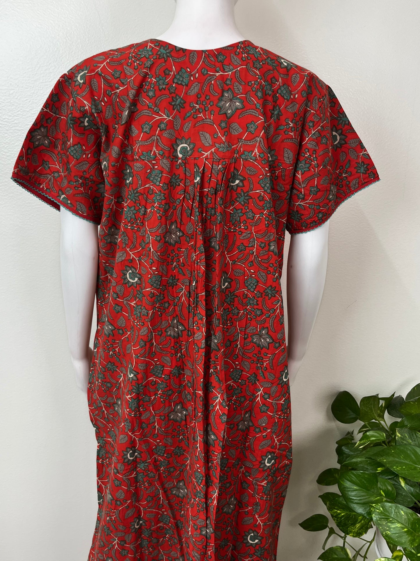 Red Pure Cotton Nightgown Soft & Comfortable