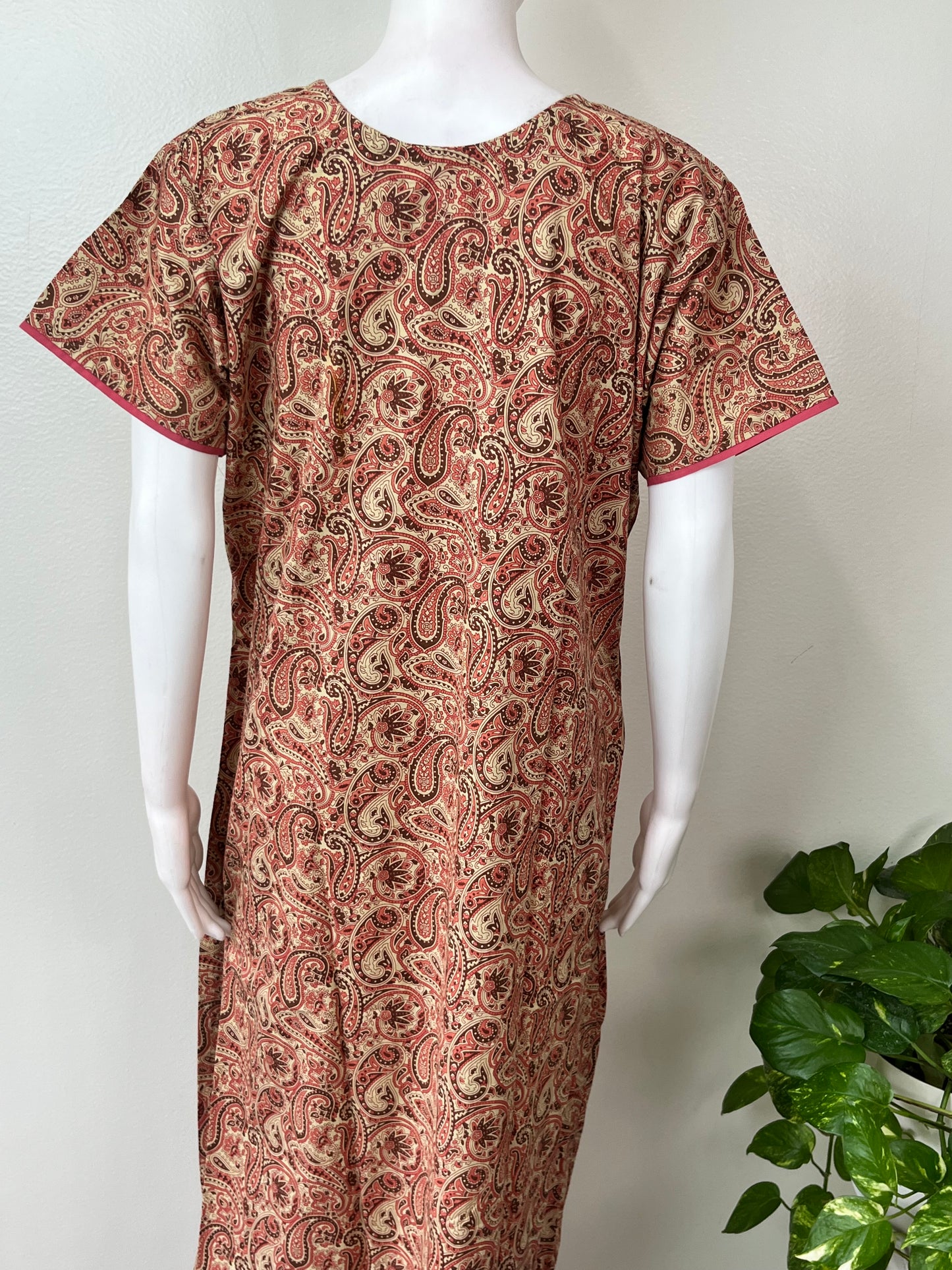 Maroon Printed 100% Cotton Nighty
