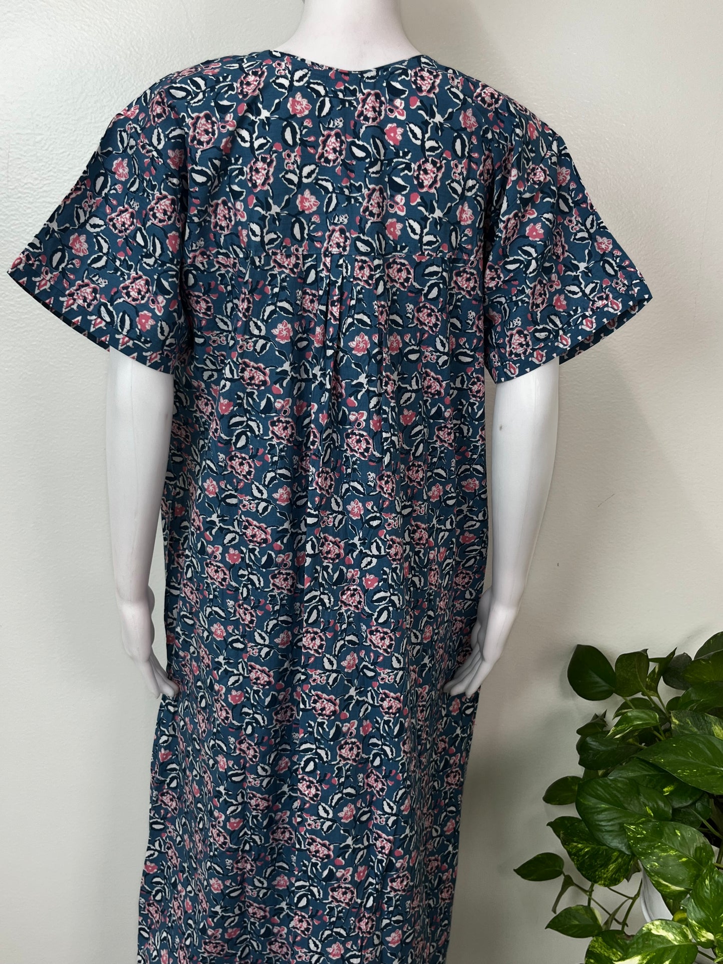 Navy Blue 100% Cotton Nightgown for Women