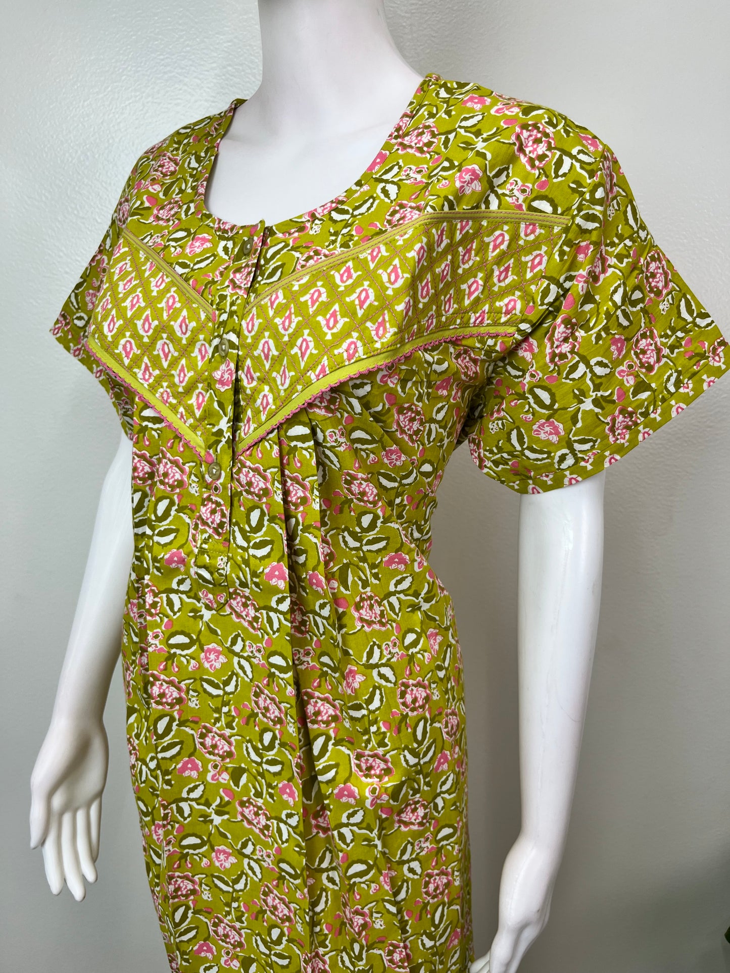 Yellow Floral Pure Cotton Nighty