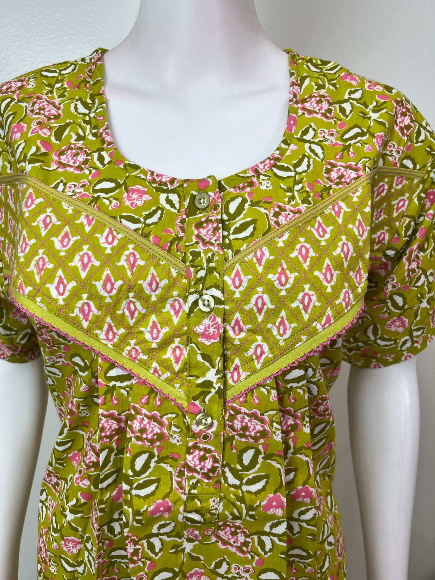 Yellow Floral Pure Cotton Nighty