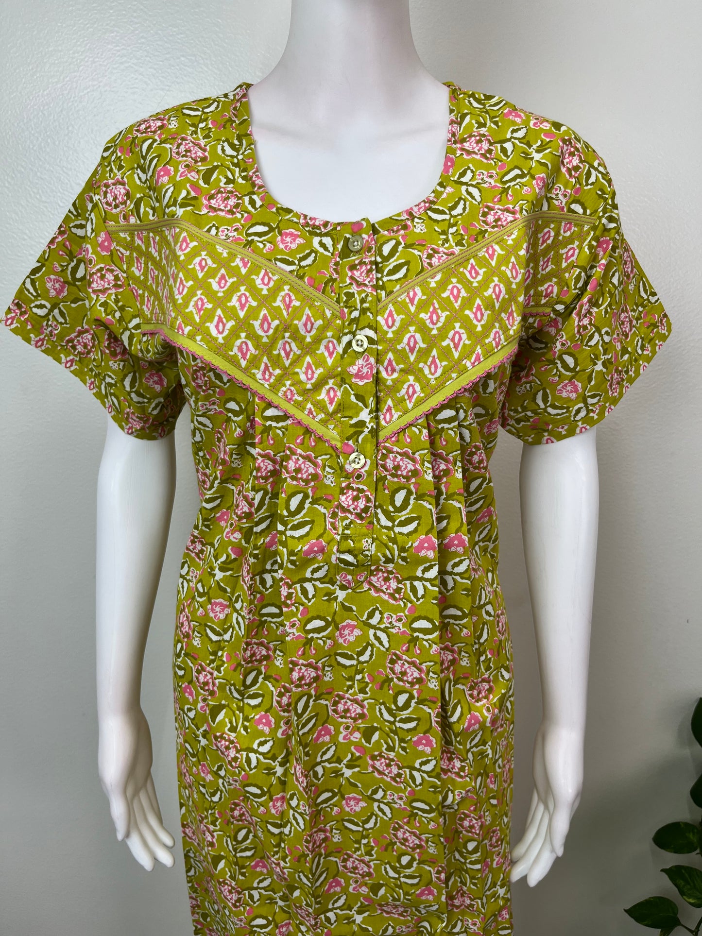 Yellow Floral Pure Cotton Nighty