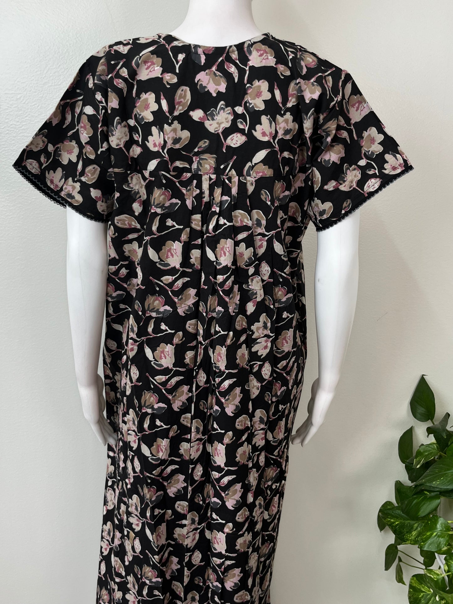 Black Pure Cotton Nightgown Elegant & Breathable