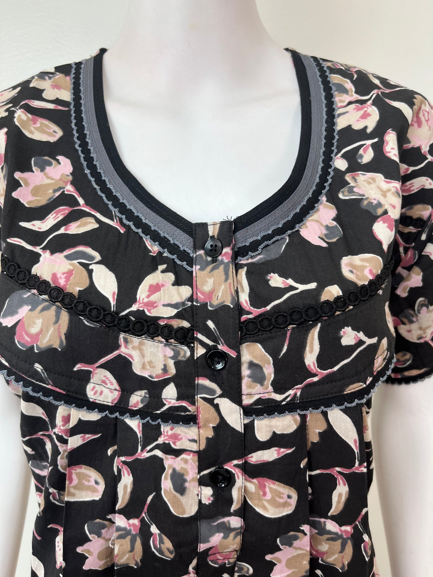 Black Pure Cotton Nightgown Elegant & Breathable