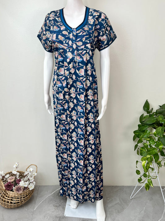 Royal Blue 100% Cotton Women's Nighty