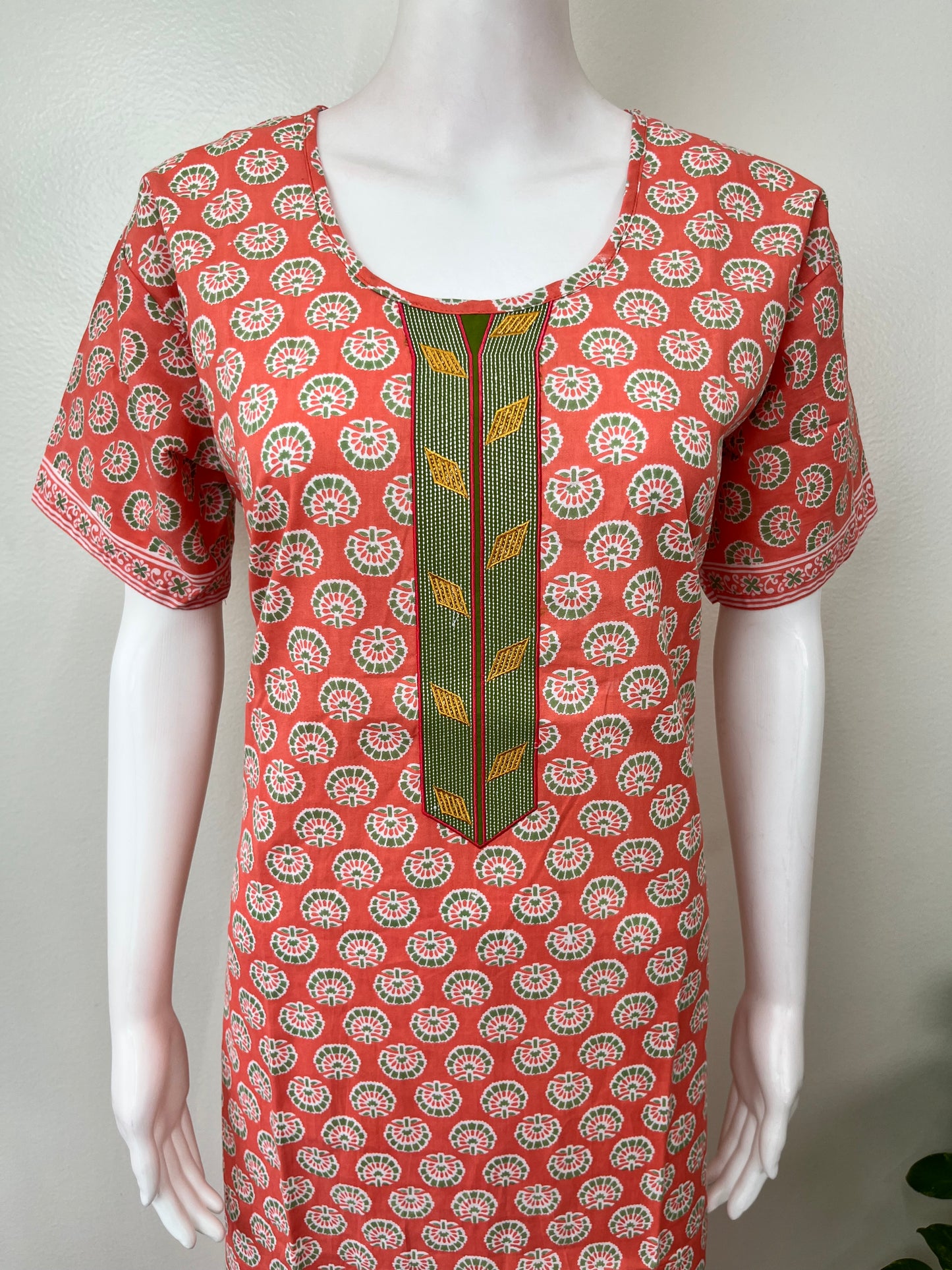 Orange A-Line Style 100% Cotton Nightgown