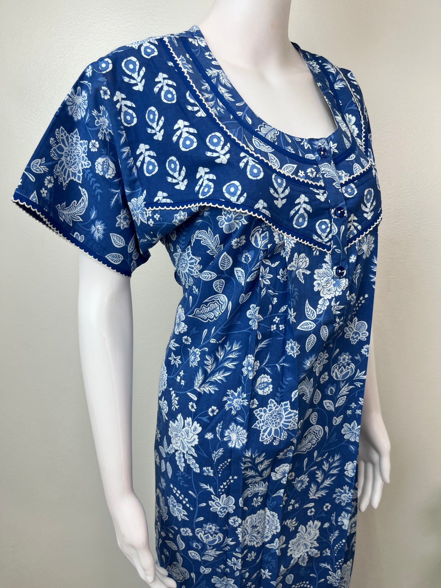 Royal Blue 100% Cotton Nightgown