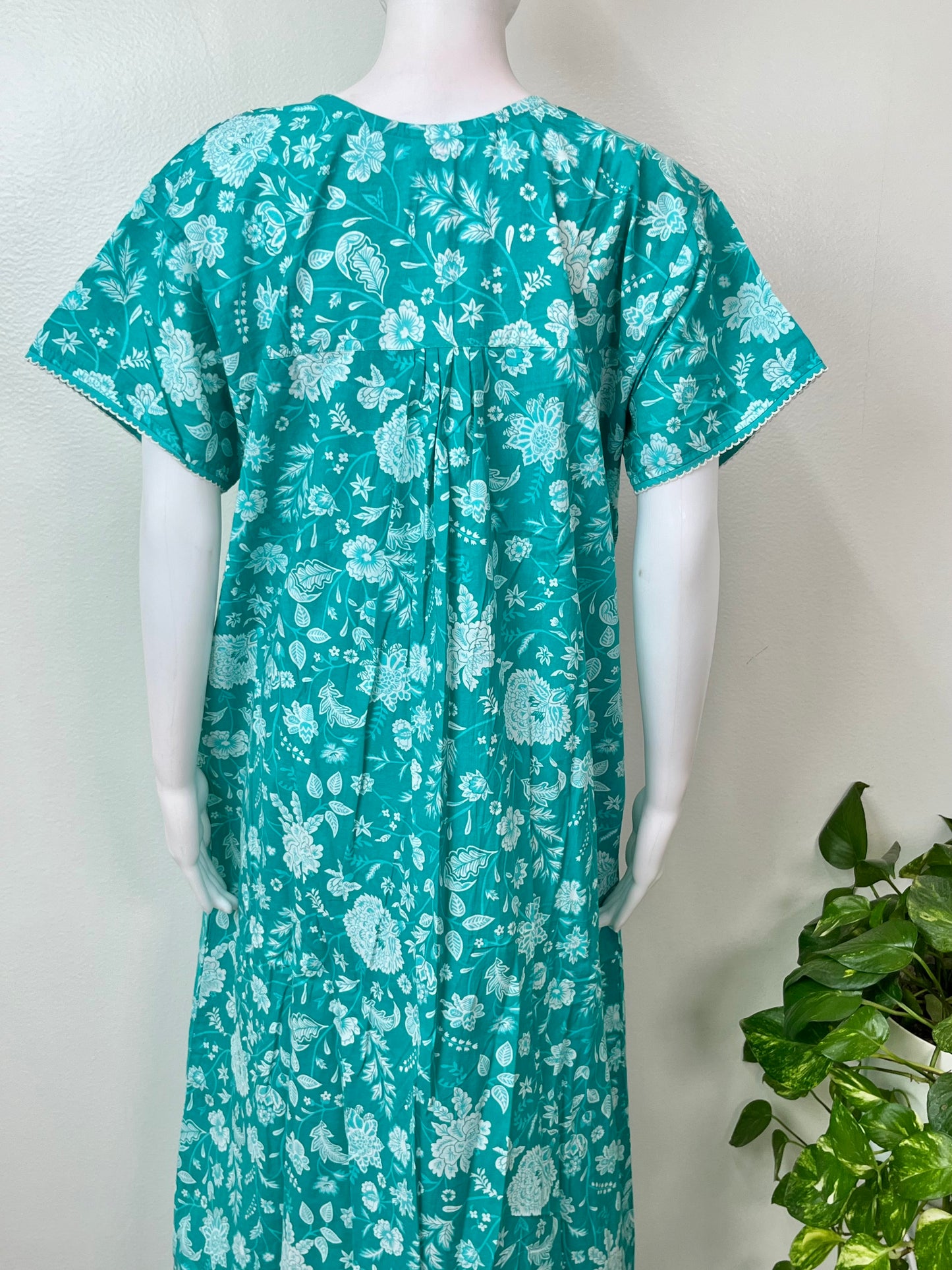 Sea Green 100% Cotton Nighty for Women