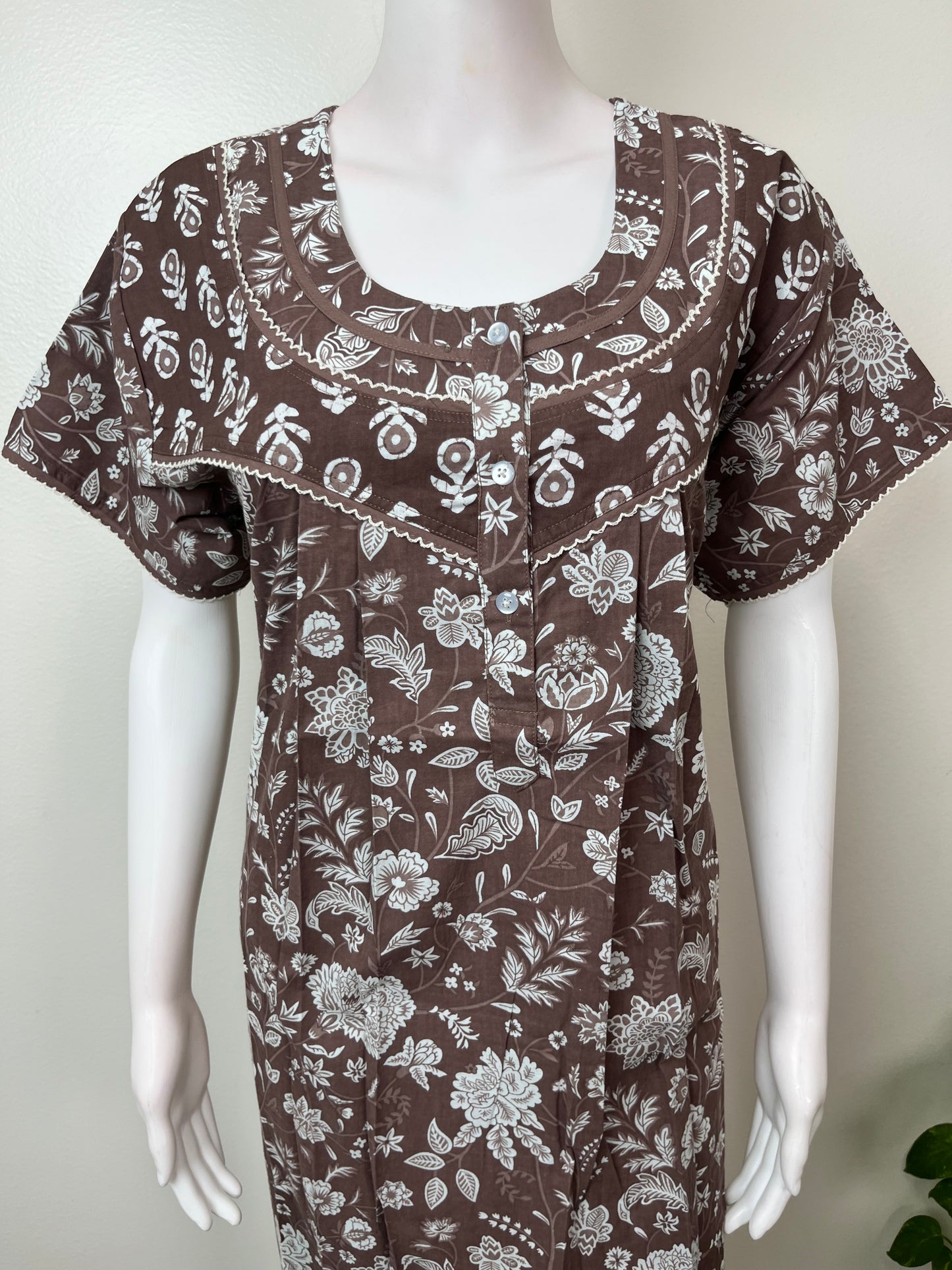 Grey Pure Cotton Nightgown Soft & Comfortable