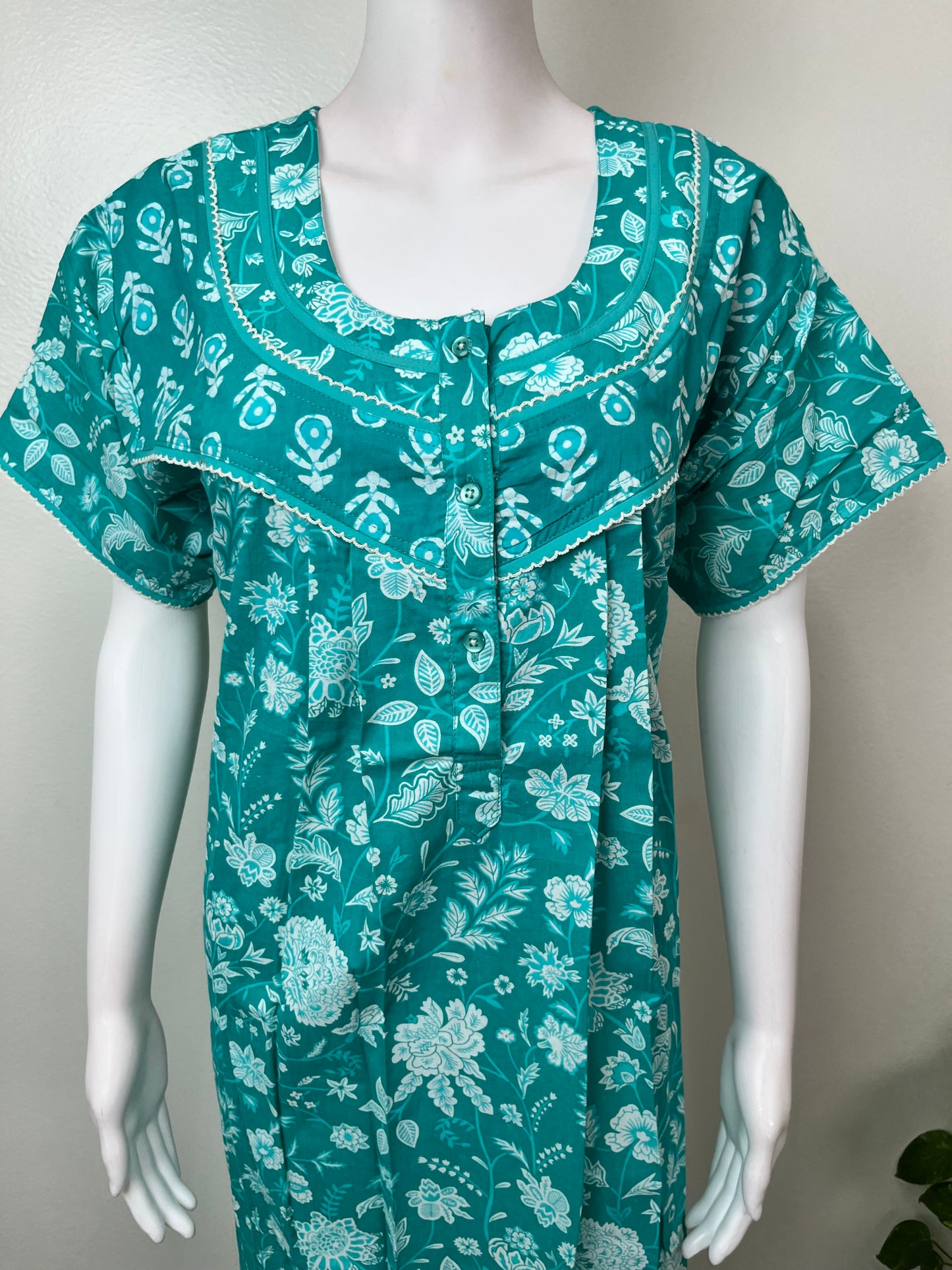 Sea Green 100% Cotton Nighty for Women