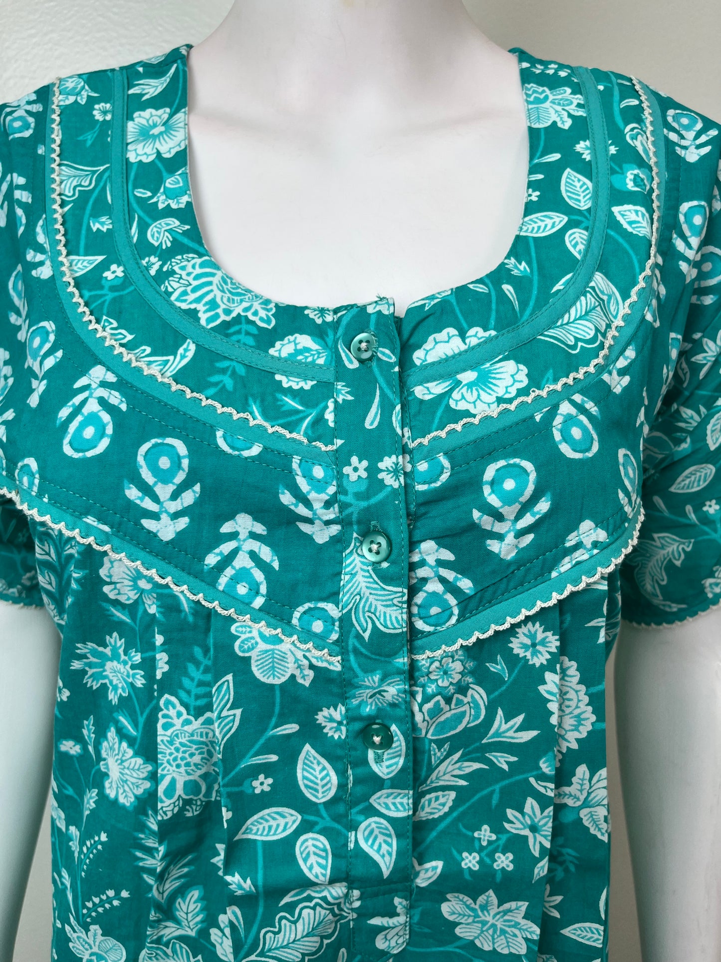 Sea Green 100% Cotton Nighty for Women