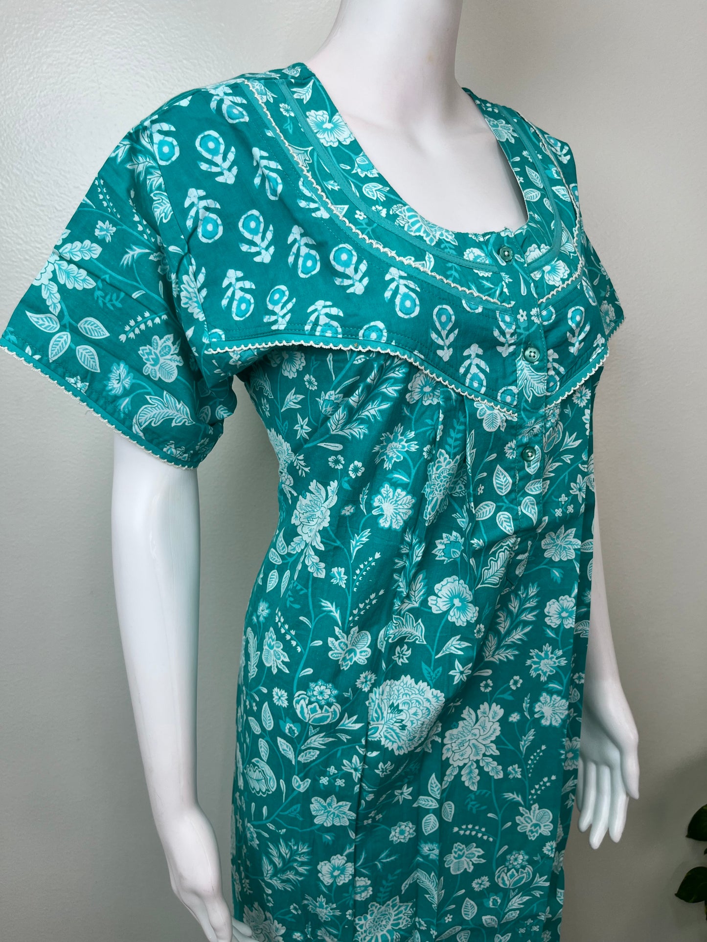 Sea Green 100% Cotton Nighty for Women