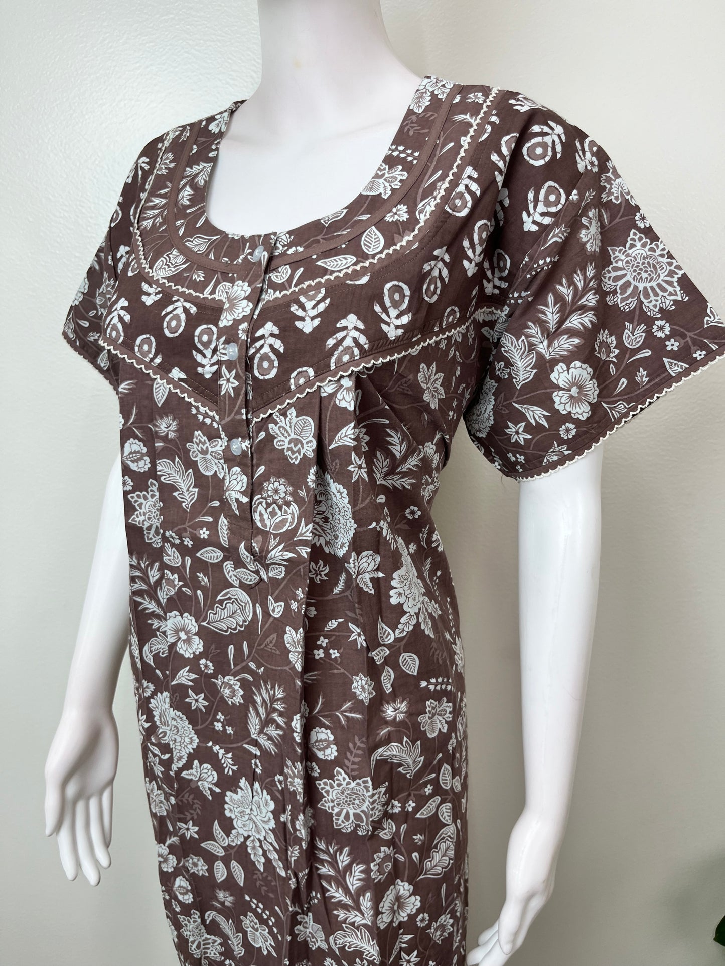 Grey Pure Cotton Nightgown Soft & Comfortable
