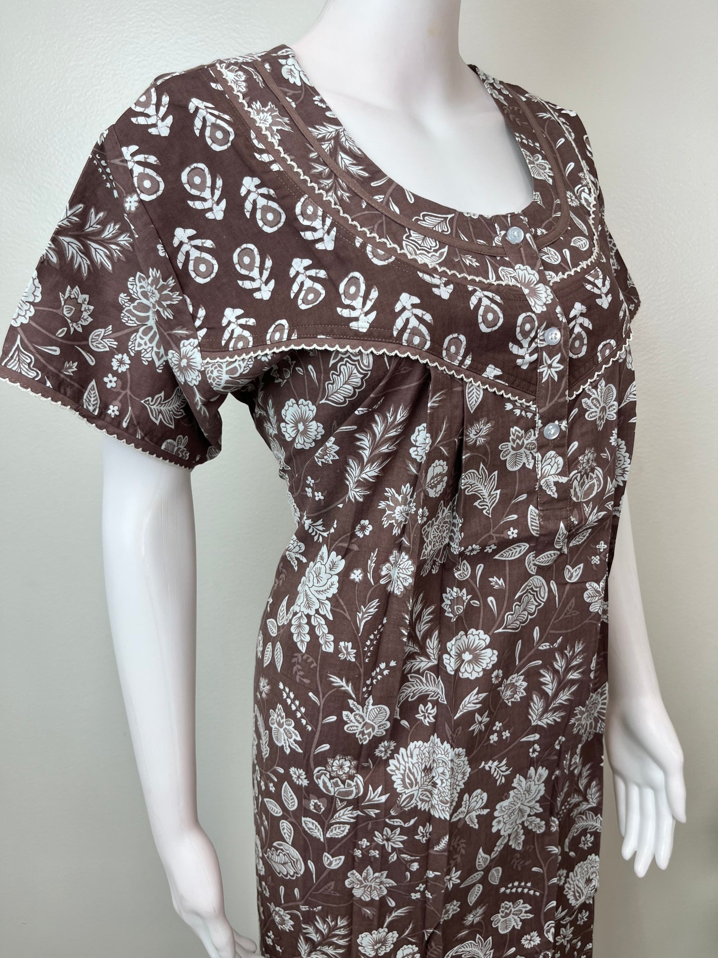 Grey Pure Cotton Nightgown Soft & Comfortable