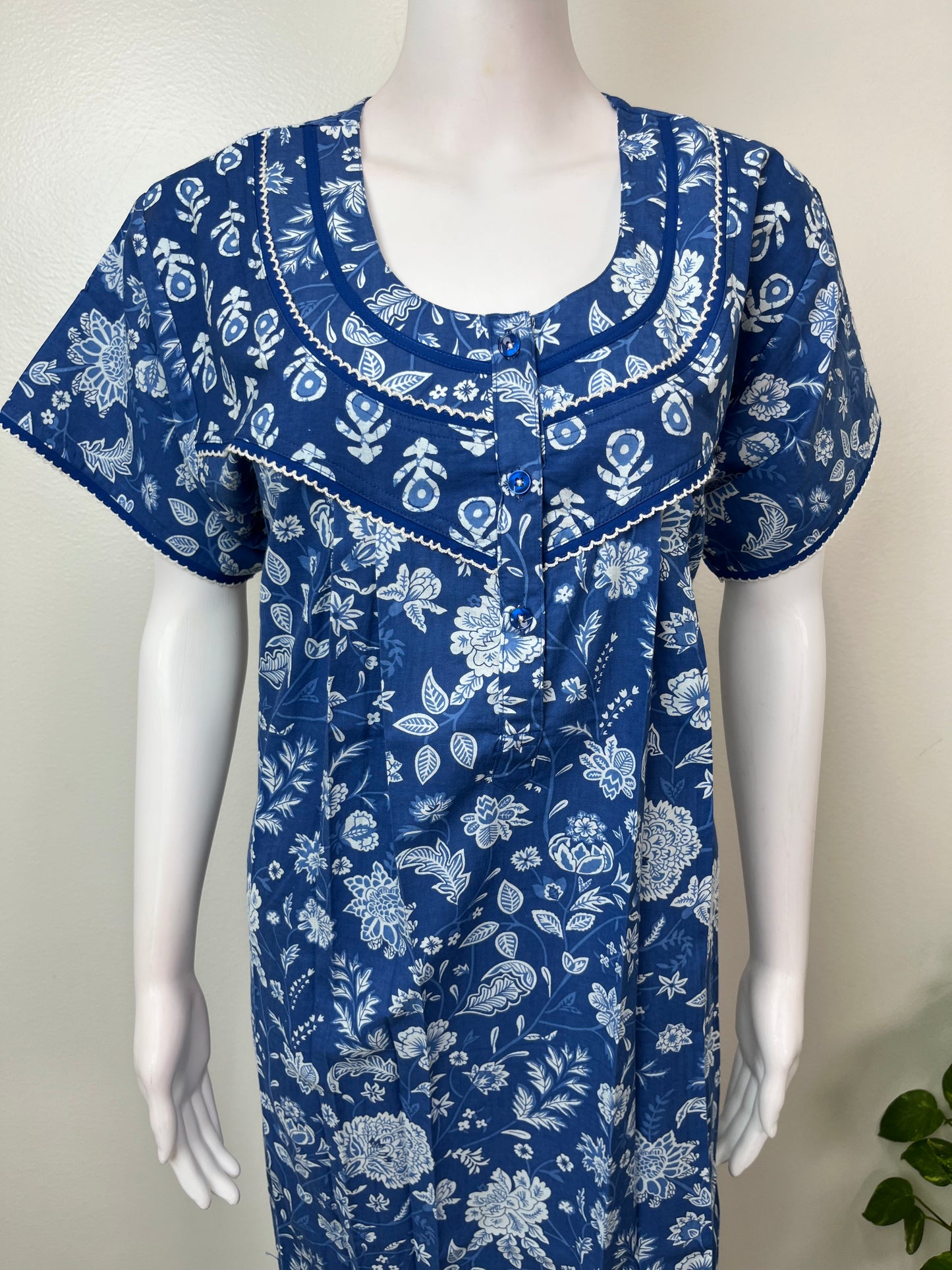Royal Blue 100% Cotton Nightgown
