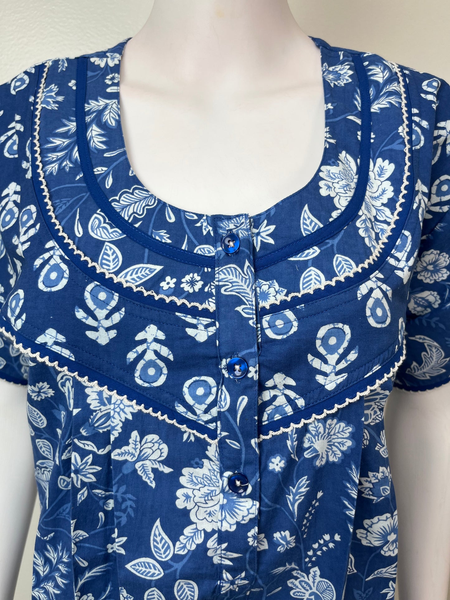Royal Blue 100% Cotton Nightgown