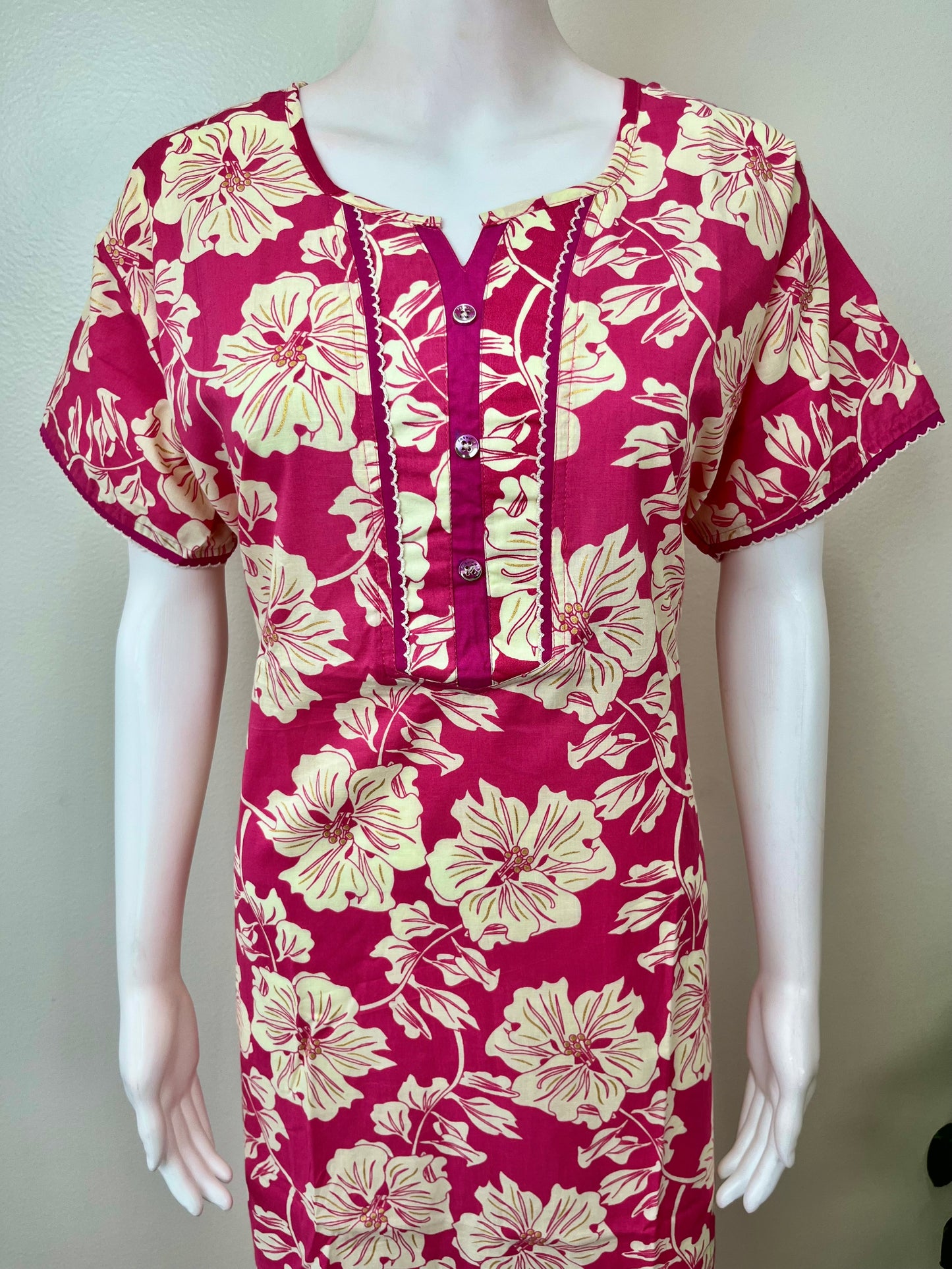 Pink A-Line Style Pure Cotton Nightgown