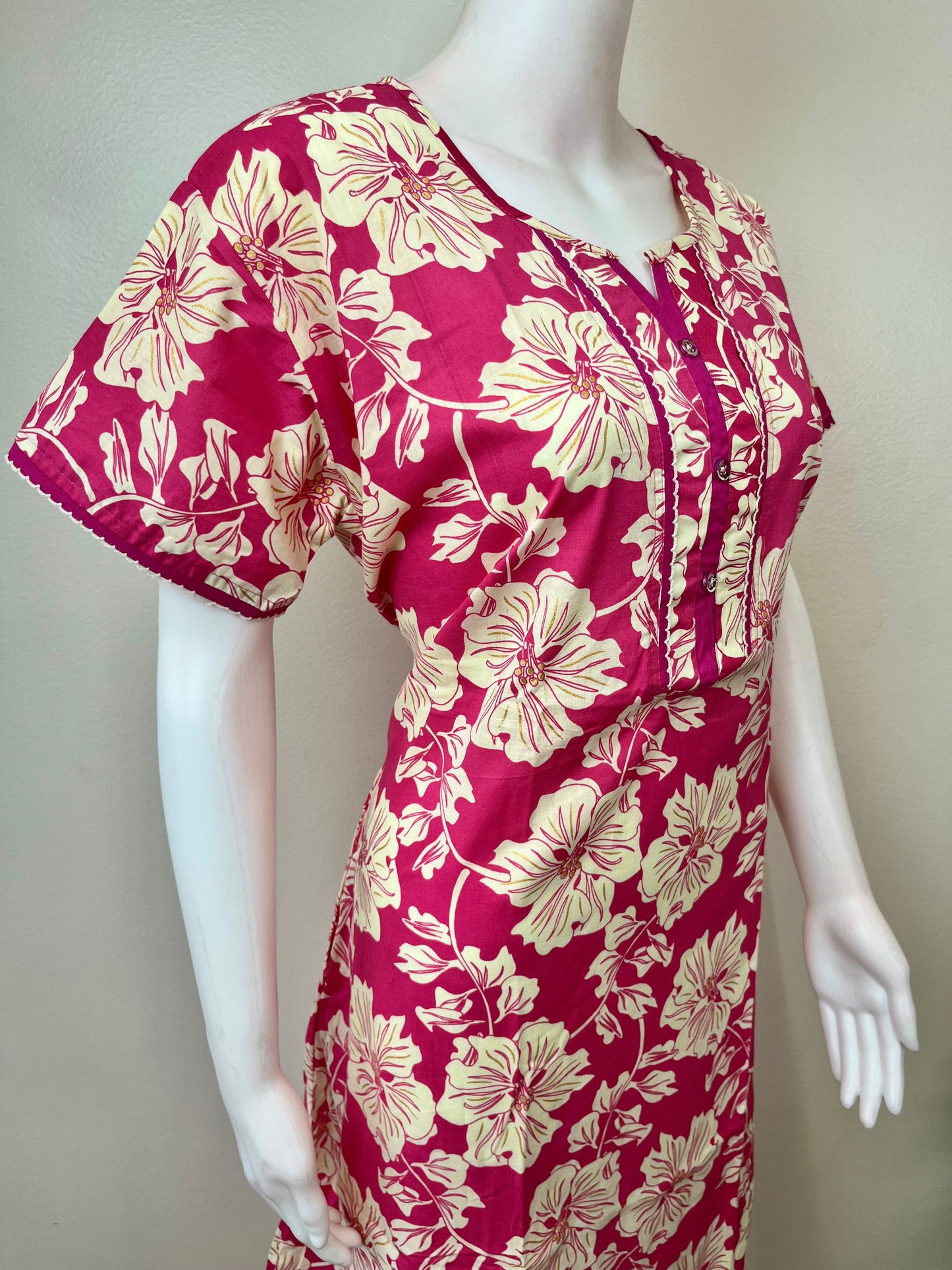 Pink A-Line Style Pure Cotton Nightgown