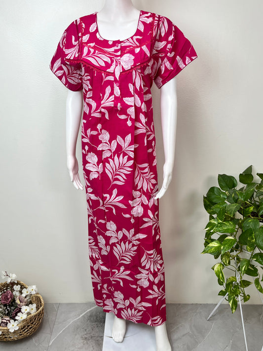 Hot Pink Pure Cotton Nightgown Soft & Comfortable