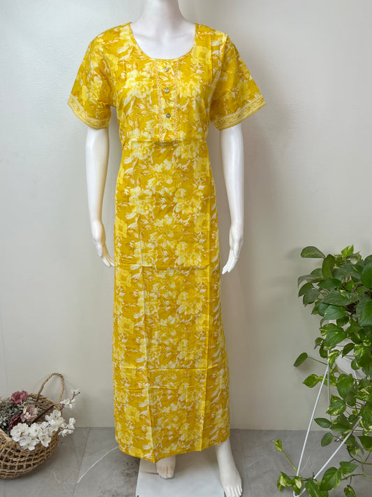 Bright Yellow Pure Cotton Nighty Soft & Breathable