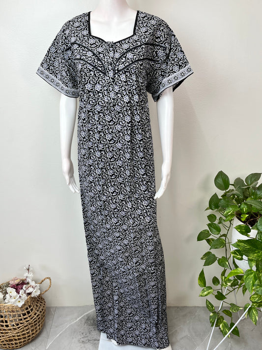 Black 100% Cotton Soft & Comfortable Nightgown