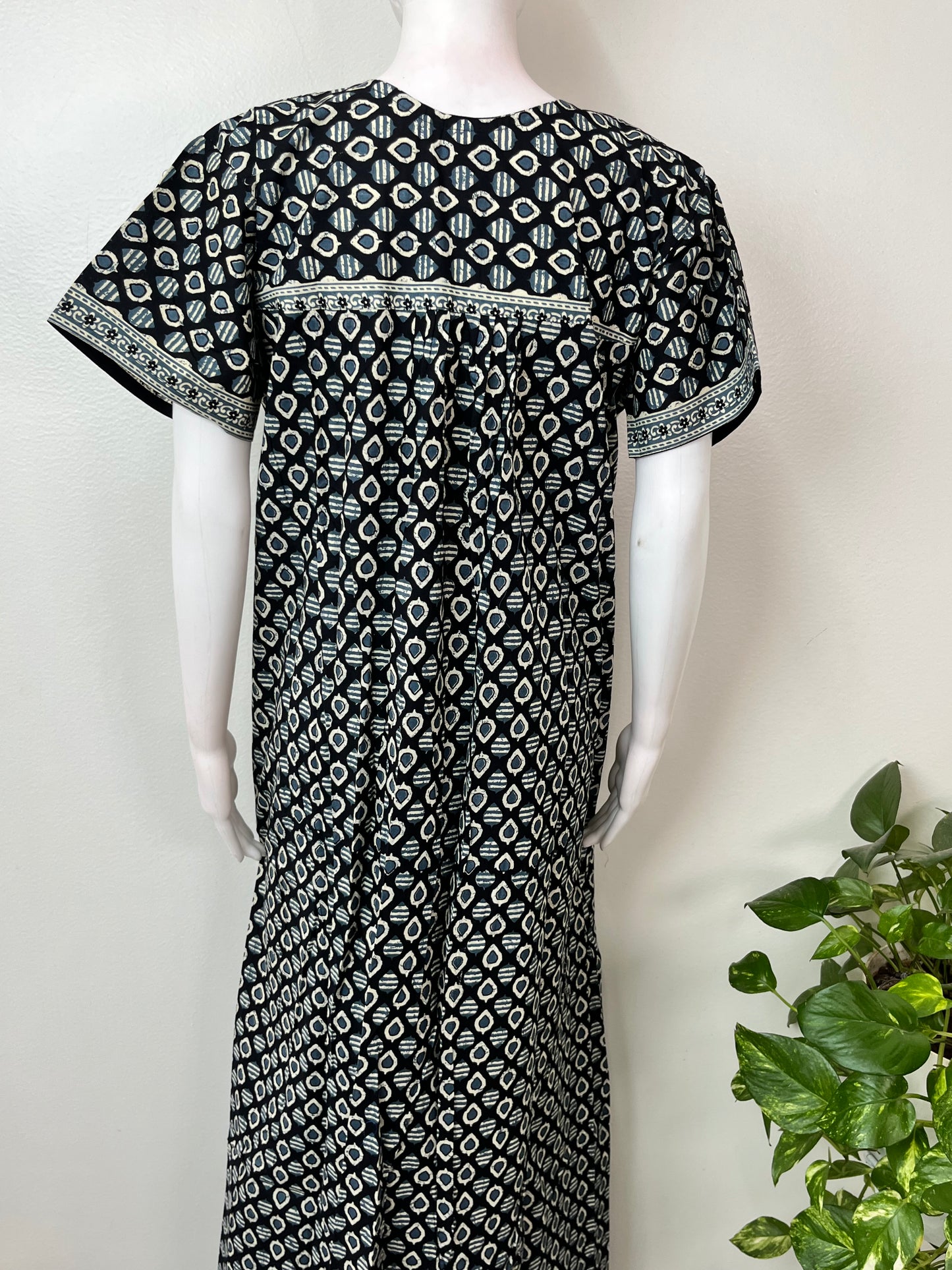 Black Pure Cotton Nightgown Elegant & Breathable