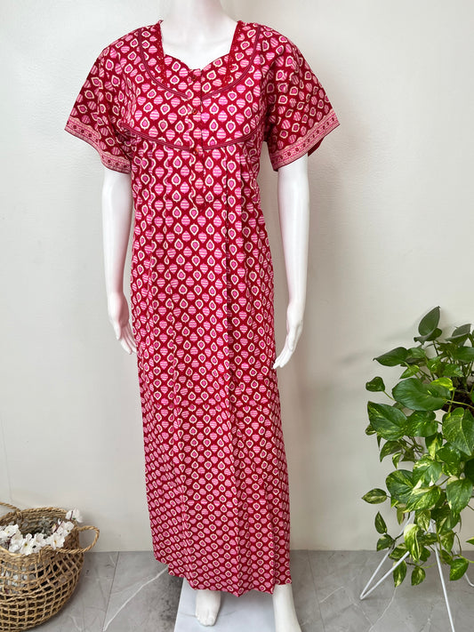 Dark Pink Pure Cotton Nighty for Women