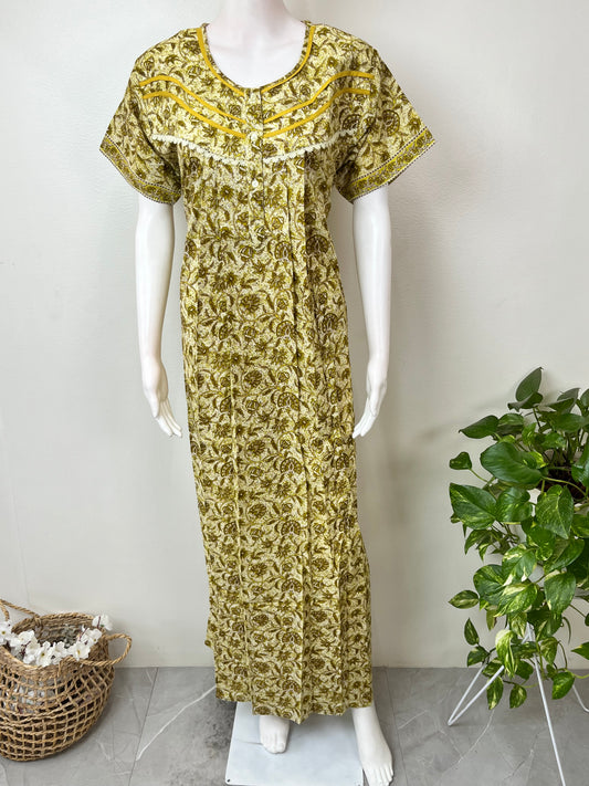 Yellow 100% Cotton Nightgown