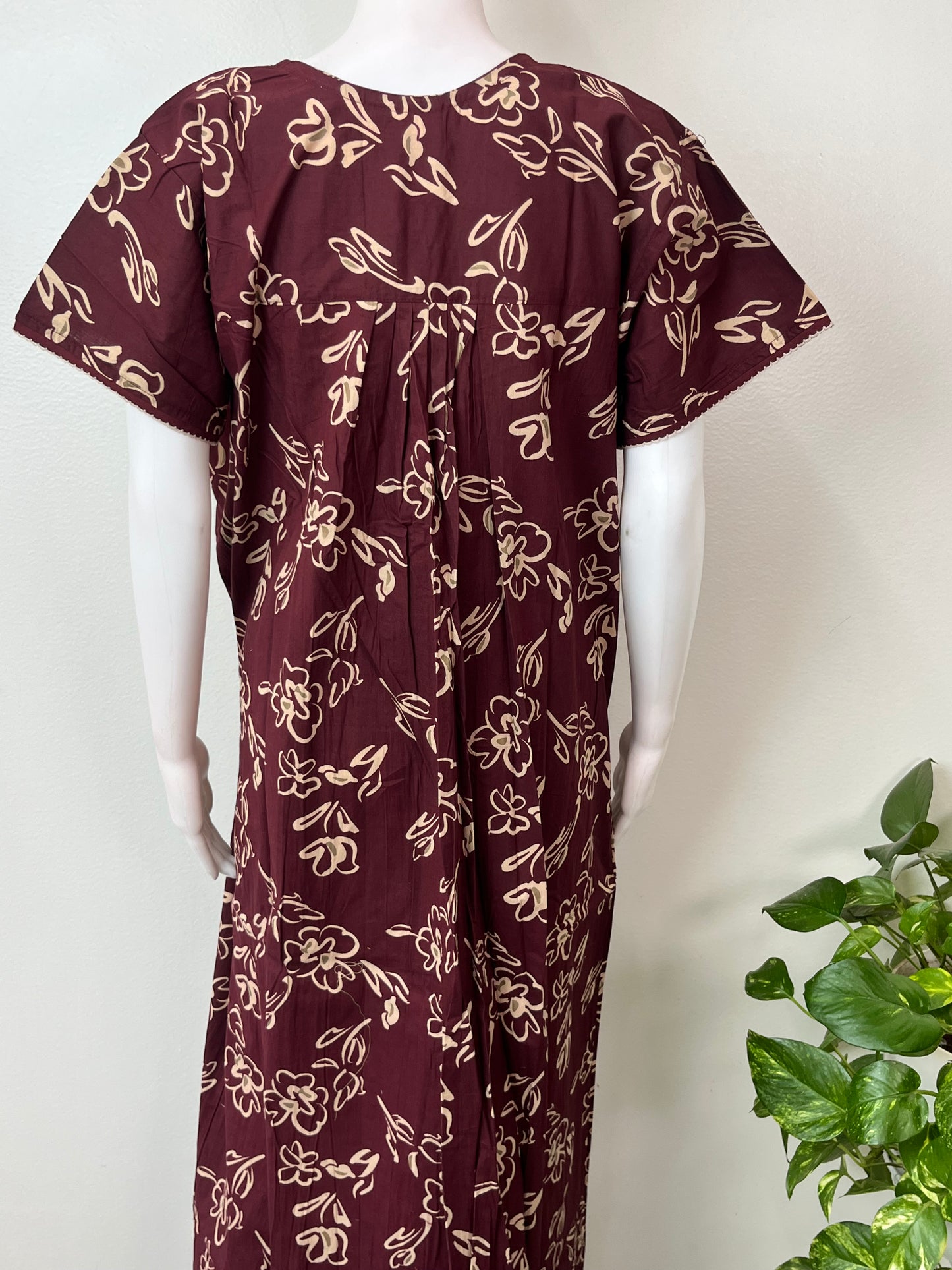 Wine 100% Cotton Women's Nightgown