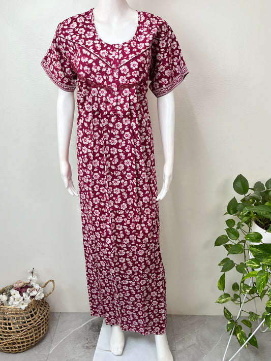 Purple Pure Cotton Women's Nighty