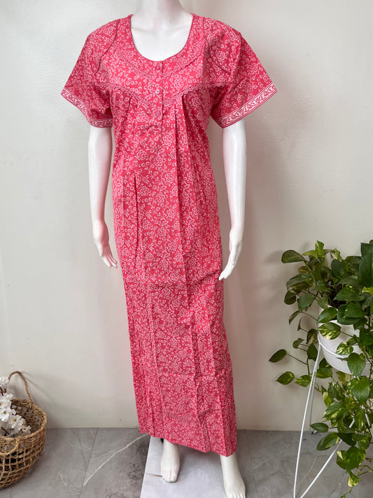 Hot Pink Pure Cotton Nighty Elegant & Breathable