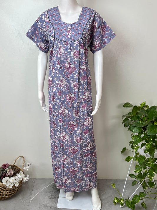 Floral Printed Pure Cotton Nightgown for Women