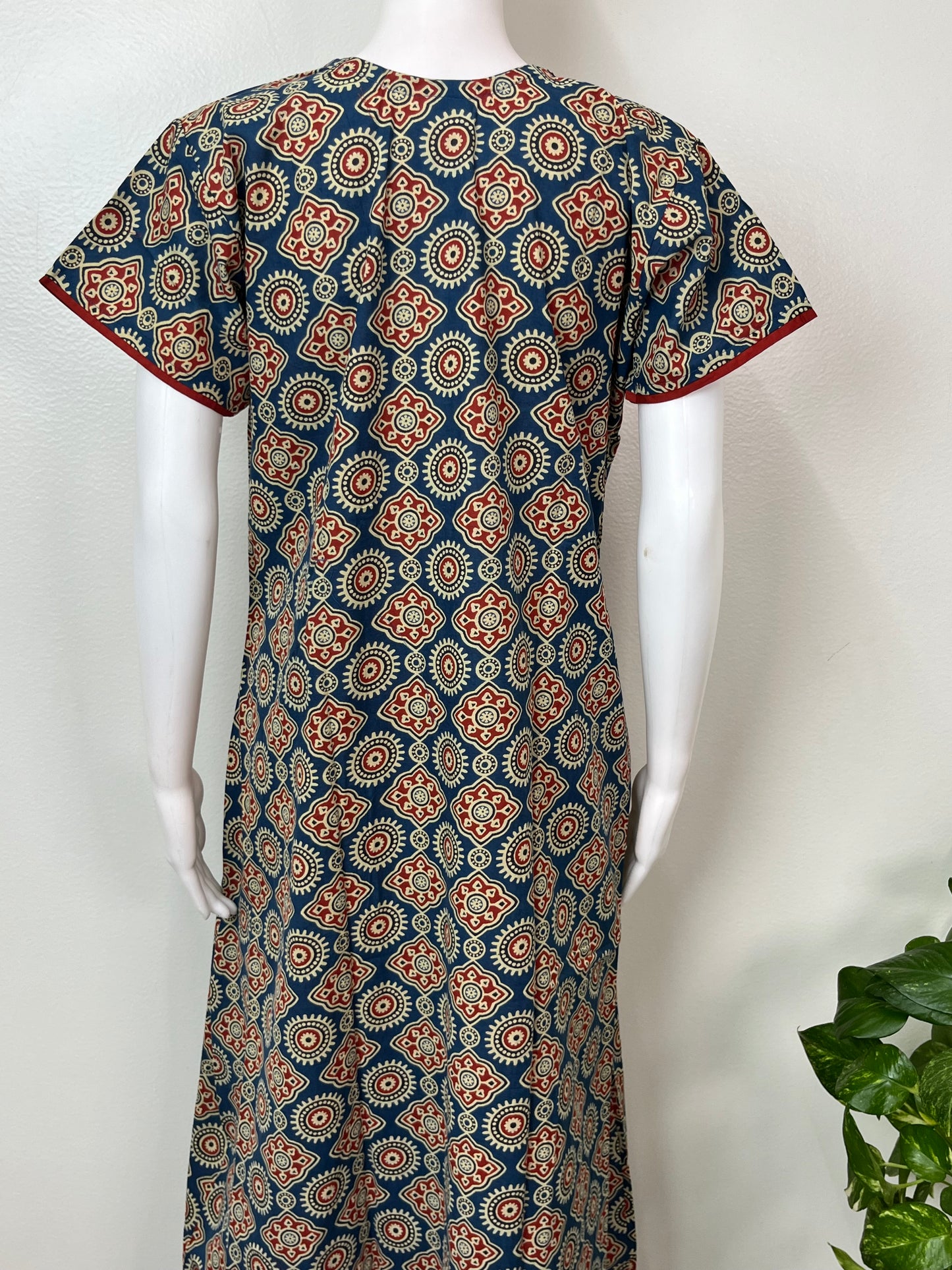 Navy Blue Digital Print 100% Cotton Nightgown