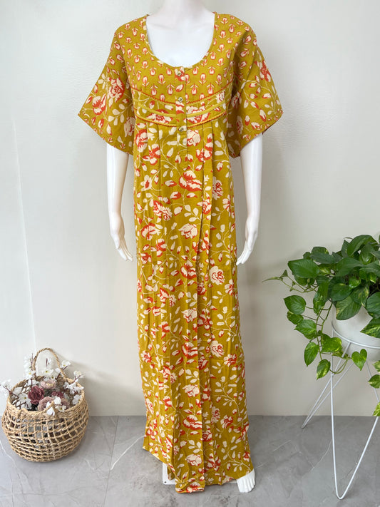Mustard 100% Cotton Nighty Comfortable & Elegant