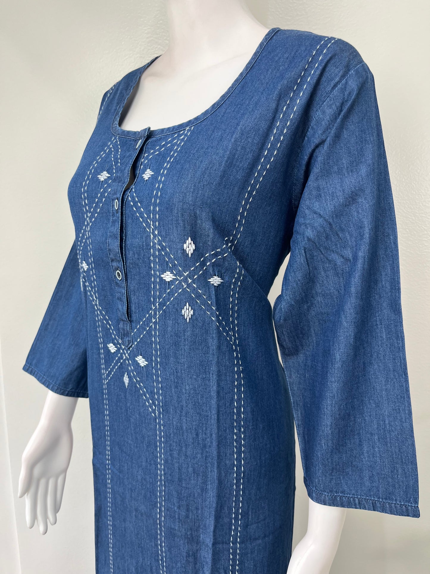 Denim Nighty for Women with Long Sleeves