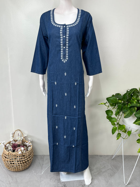 Women's Soft Denim Nightwear with 3/4th Sleeves
