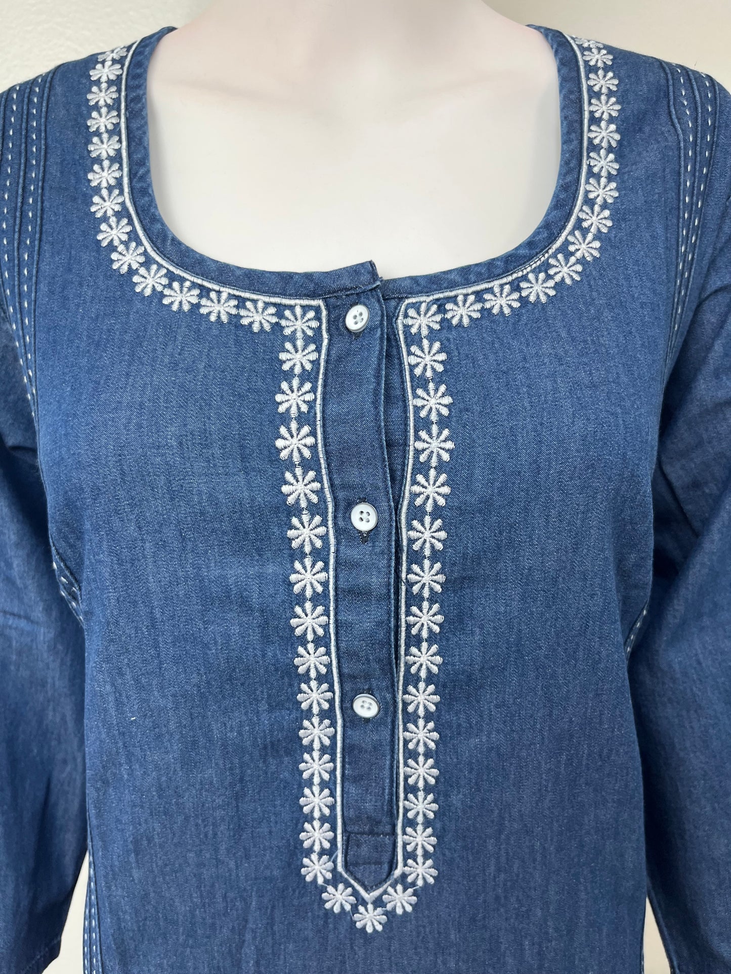 Women's Soft Denim Nightwear with 3/4th Sleeves