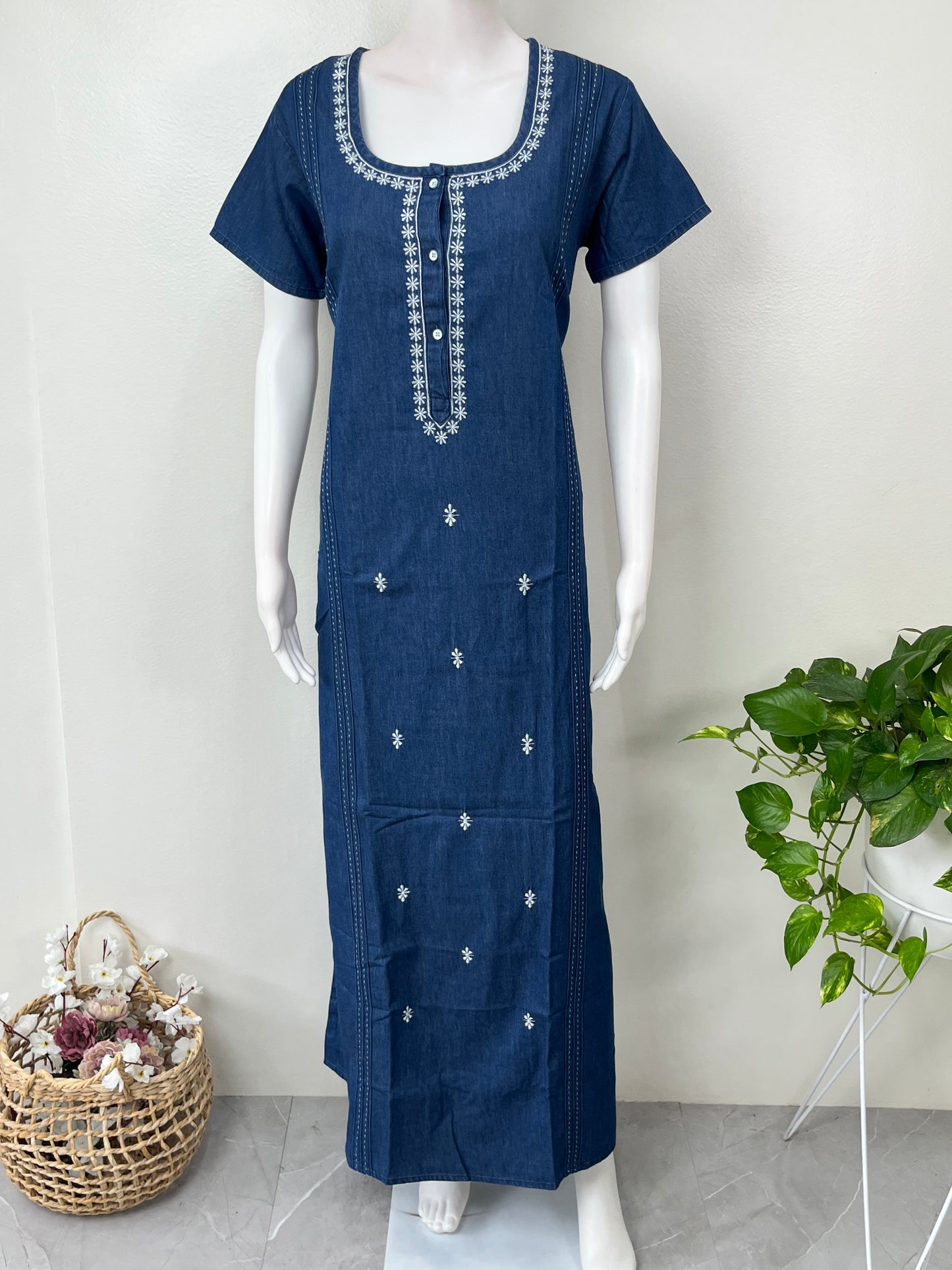 Casual Cotton Denim Nighty