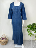 Breathable Denim Look Nighty with 3/4th Sleeves