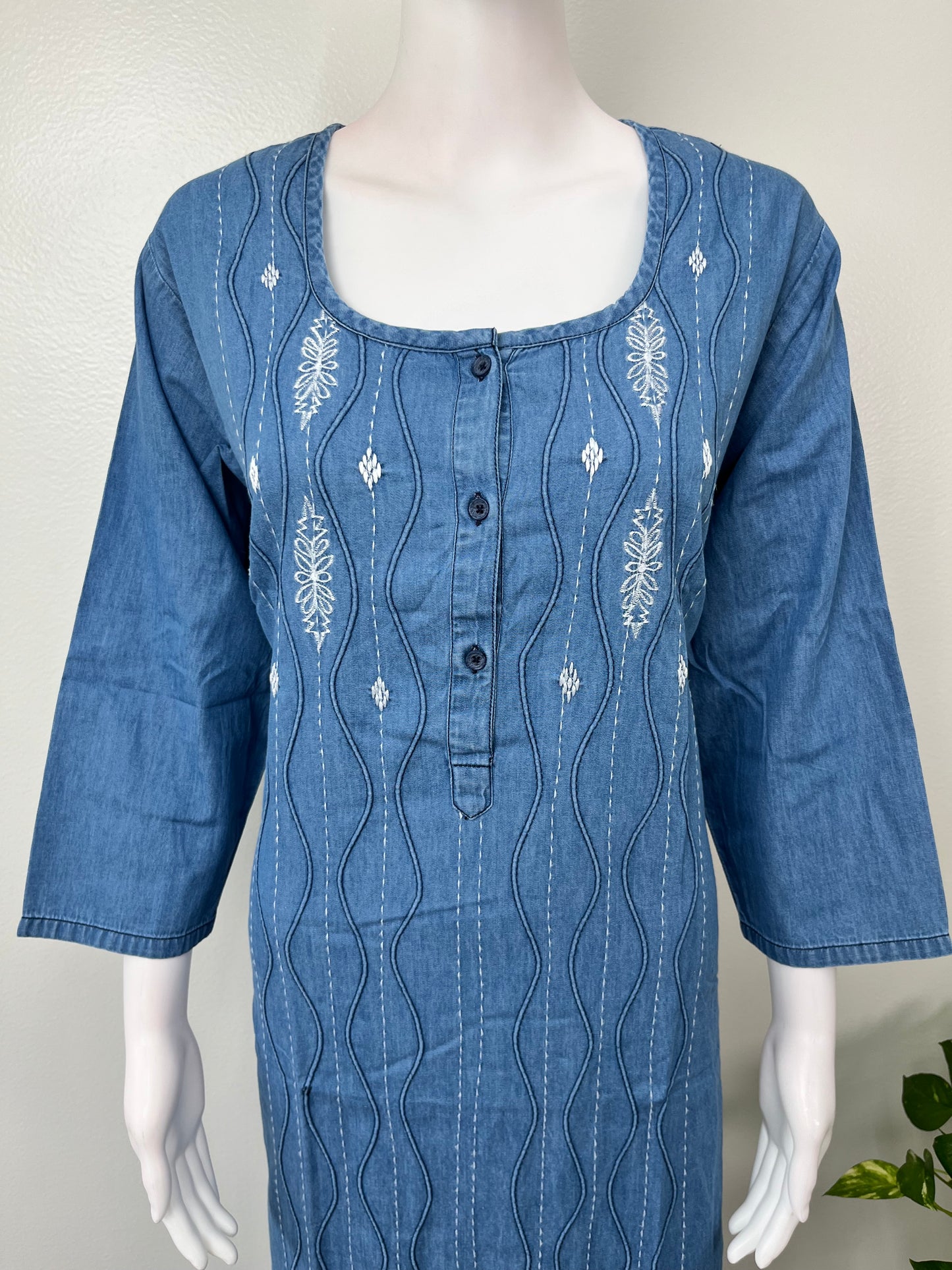 Denim Nightgown for Women with 3/4th Sleeves