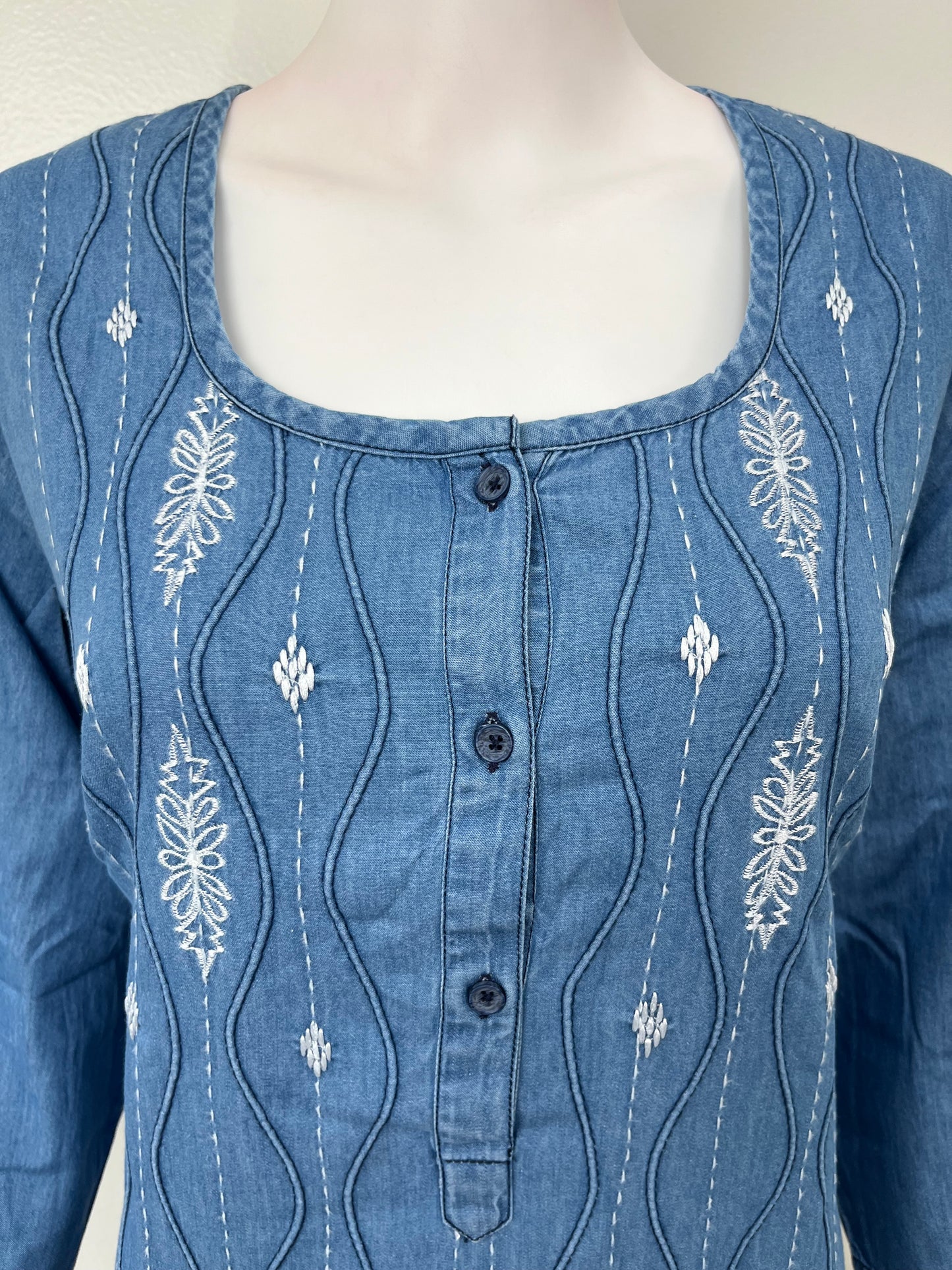 Denim Nightgown for Women with 3/4th Sleeves